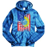 America Sunflower 4th Of July Usa American Flag Patriotic Great Gift Tie Dye Hoodie