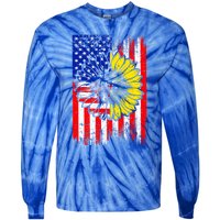 America Sunflower 4th Of July Usa American Flag Patriotic Great Gift Tie-Dye Long Sleeve Shirt