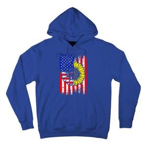 America Sunflower 4th Of July Usa American Flag Patriotic Great Gift Tall Hoodie