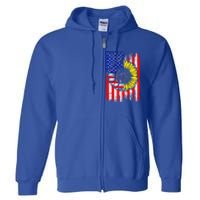 America Sunflower 4th Of July Usa American Flag Patriotic Great Gift Full Zip Hoodie