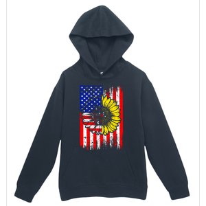 America Sunflower 4th Of July Usa American Flag Patriotic Great Gift Urban Pullover Hoodie