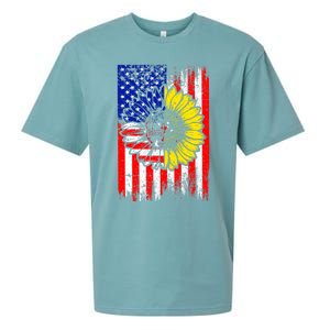 America Sunflower 4th Of July Usa American Flag Patriotic Great Gift Sueded Cloud Jersey T-Shirt