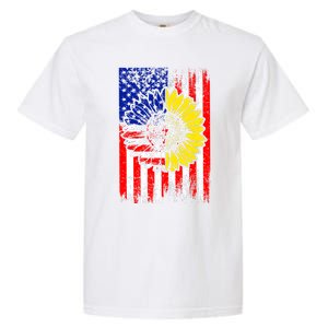 America Sunflower 4th Of July Usa American Flag Patriotic Great Gift Garment-Dyed Heavyweight T-Shirt