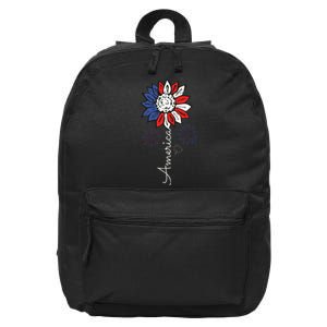 America Sunflower 4th Of July Independence Day Patriotic 16 in Basic Backpack