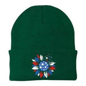 America Sunflower 4th Of July Patriotic American Knit Cap Winter Beanie