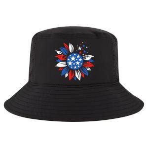 America Sunflower 4th Of July Patriotic American Cool Comfort Performance Bucket Hat