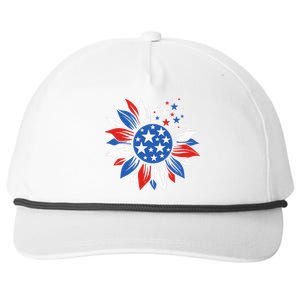 America Sunflower 4th Of July Patriotic American Snapback Five-Panel Rope Hat