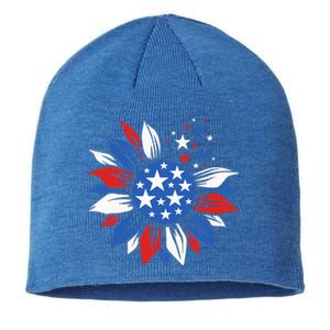 America Sunflower 4th Of July Patriotic American Sustainable Beanie