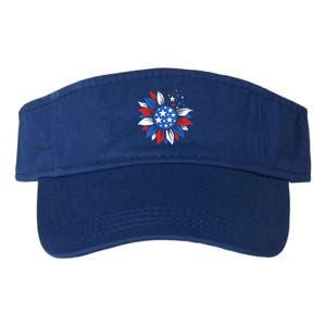 America Sunflower 4th Of July Patriotic American Valucap Bio-Washed Visor