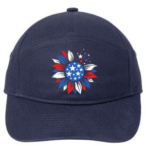 America Sunflower 4th Of July Patriotic American 7-Panel Snapback Hat