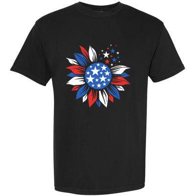 America Sunflower 4th Of July Patriotic American 4th Of July Garment-Dyed Heavyweight T-Shirt