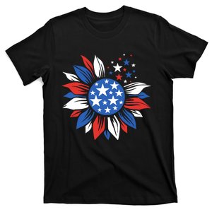 America Sunflower 4th Of July Patriotic American 4th Of July T-Shirt