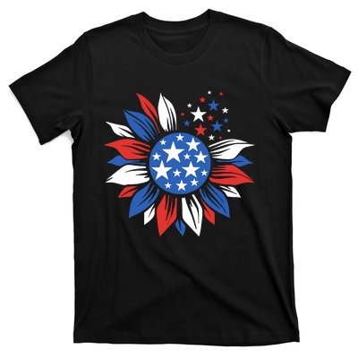 America Sunflower 4th Of July Patriotic American 4th Of July T-Shirt