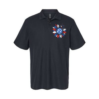 America Sunflower 4th Of July Patriotic American 4th Of July Softstyle Adult Sport Polo