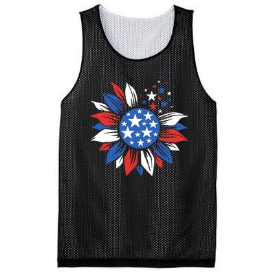 America Sunflower 4th Of July Patriotic American 4th Of July Mesh Reversible Basketball Jersey Tank