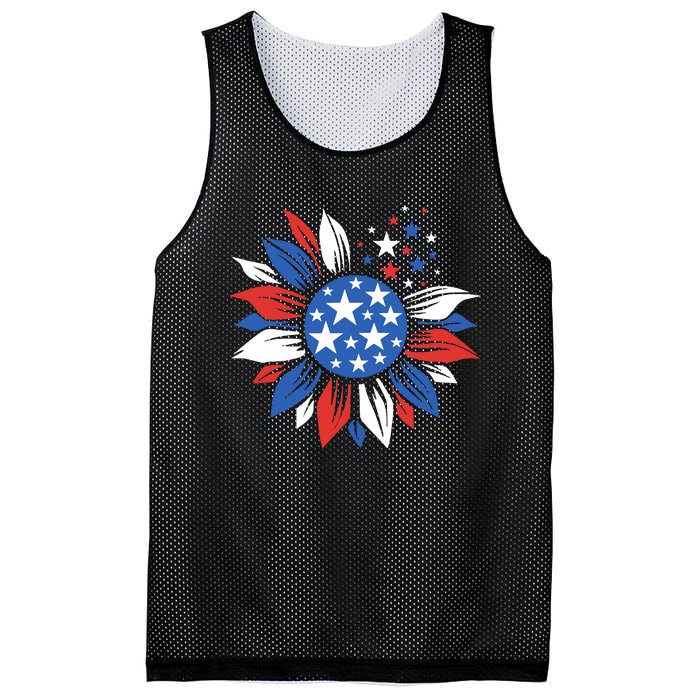 America Sunflower 4th Of July Patriotic American 4th Of July Mesh Reversible Basketball Jersey Tank