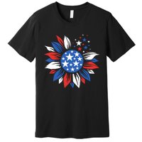 America Sunflower 4th Of July Patriotic American 4th Of July Premium T-Shirt