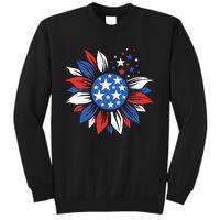 America Sunflower 4th Of July Patriotic American 4th Of July Tall Sweatshirt