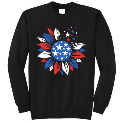 America Sunflower 4th Of July Patriotic American 4th Of July Tall Sweatshirt