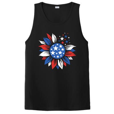 America Sunflower 4th Of July Patriotic American 4th Of July PosiCharge Competitor Tank