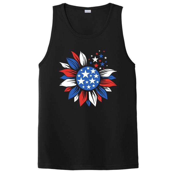 America Sunflower 4th Of July Patriotic American 4th Of July PosiCharge Competitor Tank