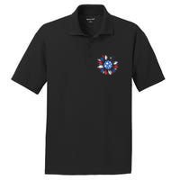 America Sunflower 4th Of July Patriotic American 4th Of July PosiCharge RacerMesh Polo