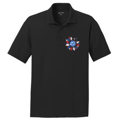 America Sunflower 4th Of July Patriotic American 4th Of July PosiCharge RacerMesh Polo