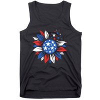 America Sunflower 4th Of July Patriotic American 4th Of July Tank Top