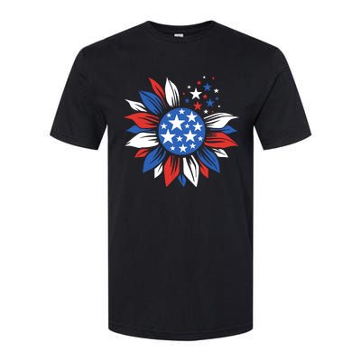 America Sunflower 4th Of July Patriotic American 4th Of July Softstyle CVC T-Shirt