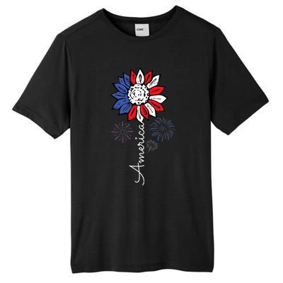 America Sunflower 4th Of July Independence Day Patriotic Tall Fusion ChromaSoft Performance T-Shirt