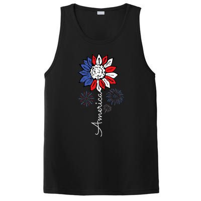 America Sunflower 4th Of July Independence Day Patriotic PosiCharge Competitor Tank