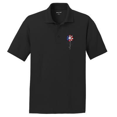 America Sunflower 4th Of July Independence Day Patriotic PosiCharge RacerMesh Polo