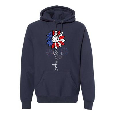 America Sunflower 4th Of July Independence Day Patriotic Premium Hoodie