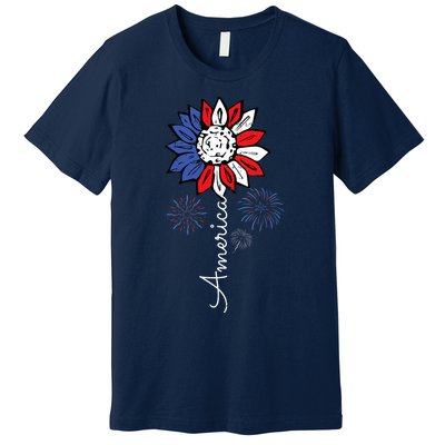 America Sunflower 4th Of July Independence Day Patriotic Premium T-Shirt