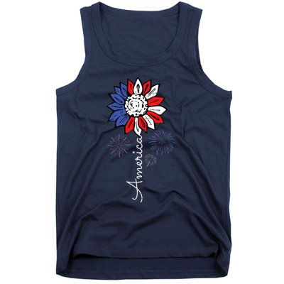 America Sunflower 4th Of July Independence Day Patriotic Tank Top