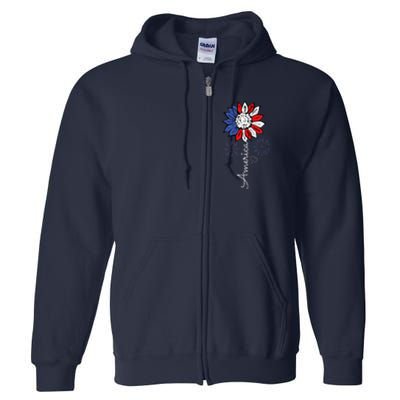 America Sunflower 4th Of July Independence Day Patriotic Full Zip Hoodie