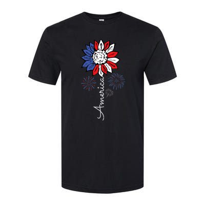 America Sunflower 4th Of July Independence Day Patriotic Softstyle CVC T-Shirt