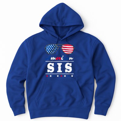 American Sis 4th Of July Patriotism Usa Flag Cool Sunglasses Cool Gift Hoodie