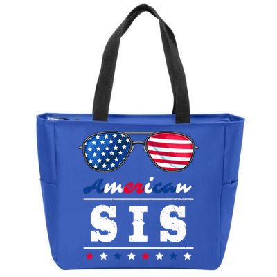 American Sis 4th Of July Patriotism Usa Flag Cool Sunglasses Cool Gift Zip Tote Bag