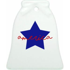 America Star 4th Of July Celebration Ceramic Bell Ornament