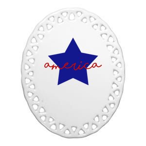 America Star 4th Of July Celebration Ceramic Oval Ornament