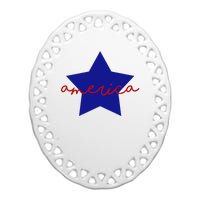 America Star 4th Of July Celebration Ceramic Oval Ornament