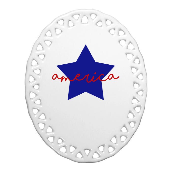 America Star 4th Of July Celebration Ceramic Oval Ornament