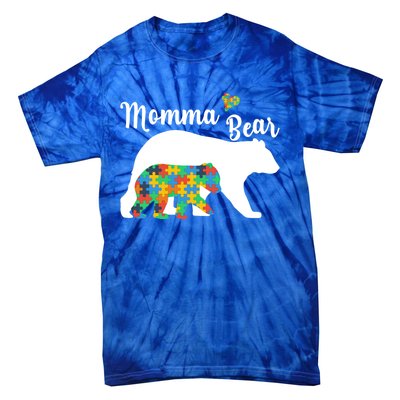 Autistic Support Autism Awareness Momma Bear Mother's Day Great Gift Tie-Dye T-Shirt