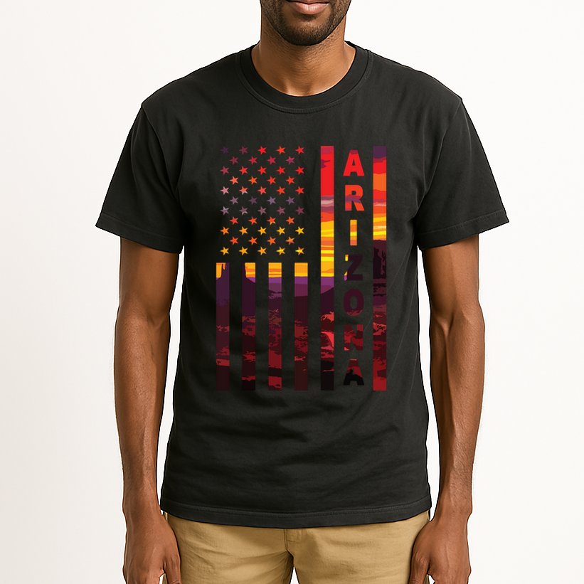 Arizona Sunset American Flag Flagstaff Tucson State Resident Tall T-Shirt