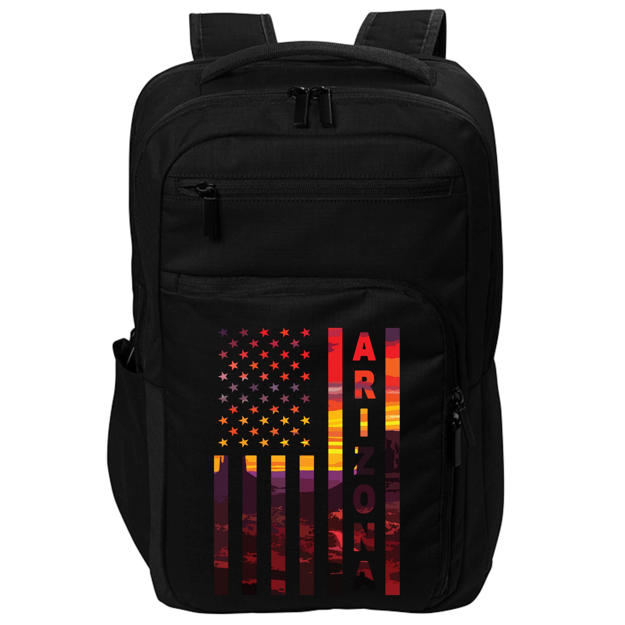 Arizona Sunset American Flag Flagstaff Tucson State Resident Impact Tech Backpack