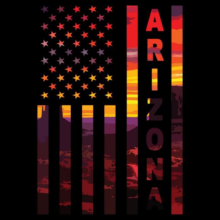 Arizona Sunset American Flag Flagstaff Tucson State Resident Button