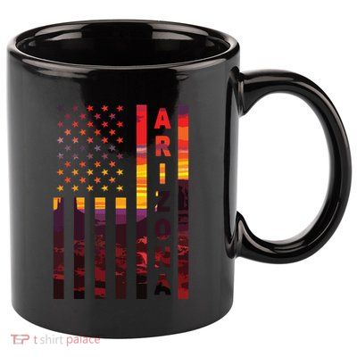 Arizona Sunset American Flag Flagstaff Tucson State Resident 11oz C Handle Ceramic Mug