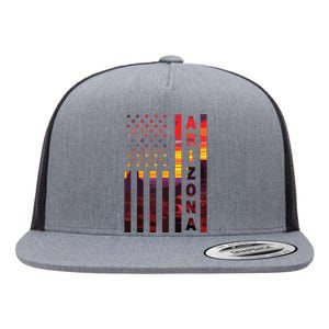 Arizona Sunset American Flag Flagstaff Tucson State Resident Flat Bill Trucker Hat