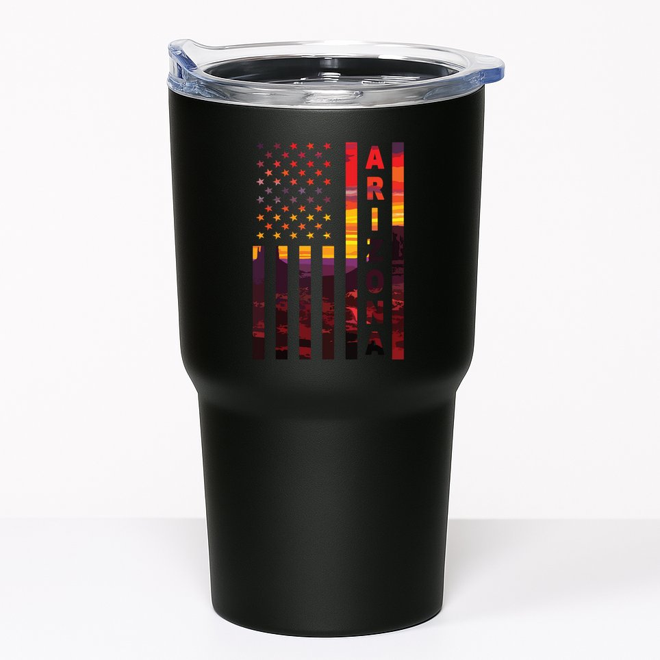 Arizona Sunset American Flag Flagstaff Tucson State Resident Tumbler